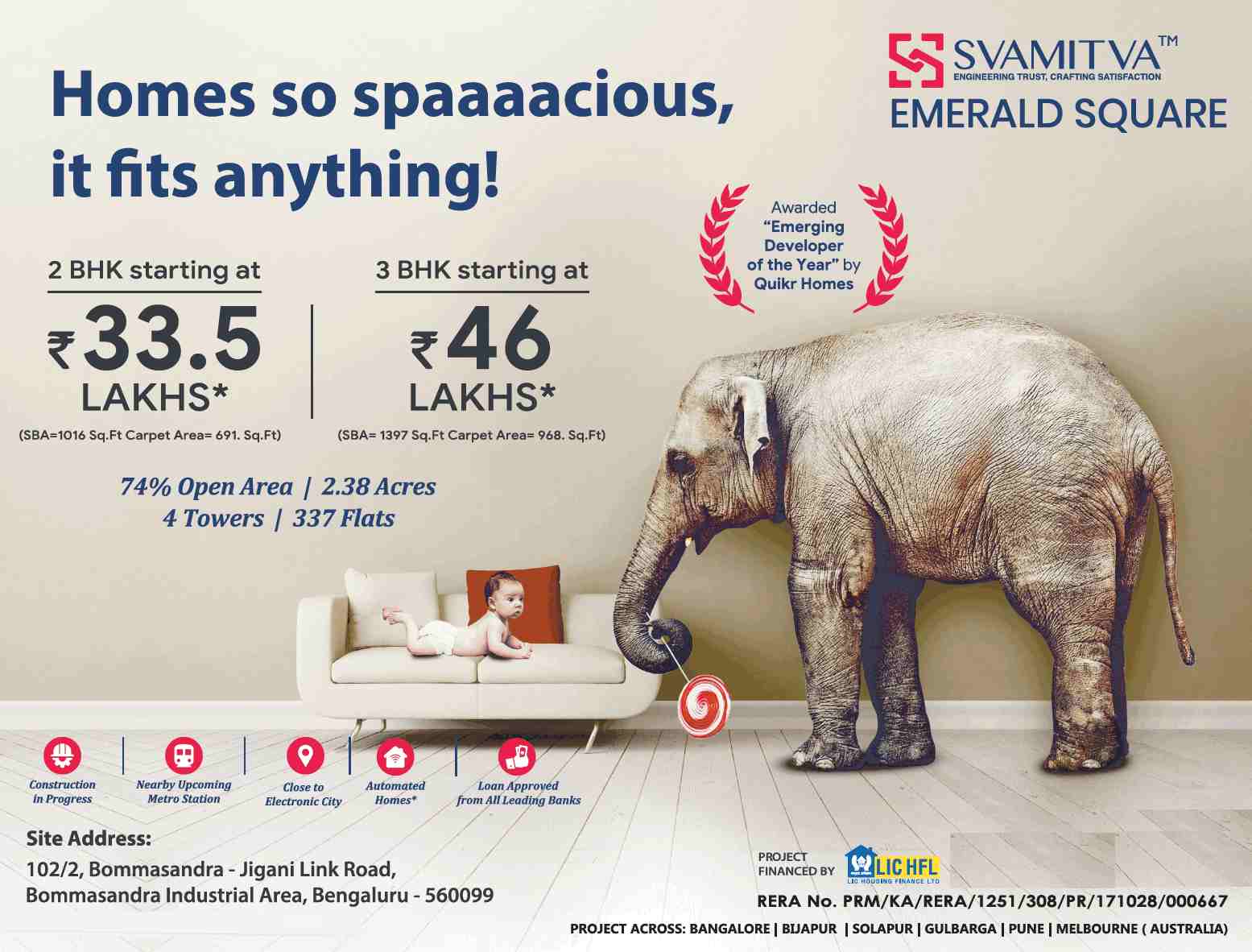 Book spacious 2 & 3 BHK home at Svamitva Emerald Square in Bangalore Update